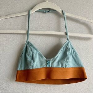 Urban Outfitters - Out From Under Bralette Halter Top in Duck Egg Blue & Brown